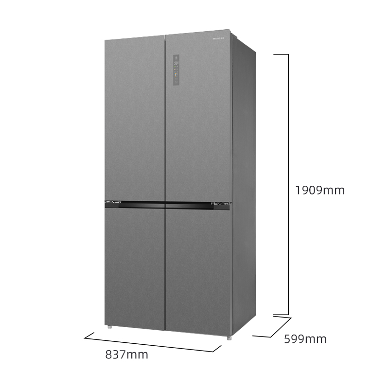 美菱变频十字对开门冰箱BCD-502WSP9BZ,502升丝蕴灰净味杀菌自动除霜干湿分储高清大图