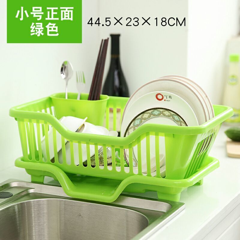 碗架中号大号碗架厨房用品沥水碗架厨房碗盘置物架碟筷子收纳架 绿色 小号正面送洗碗布