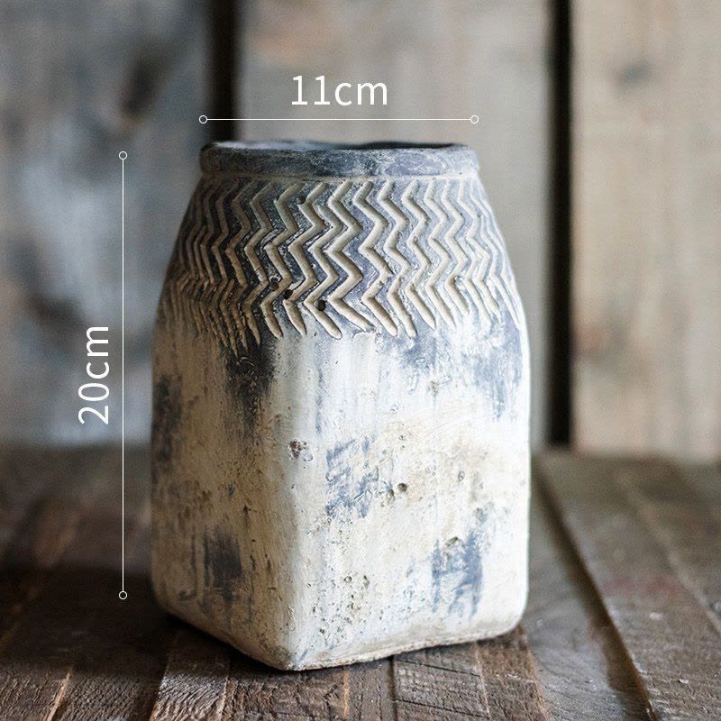 家柏饰(CORATED)非洲艺术自然风格 花瓶花器花盆 复古工艺水泥设计师灰调 打孔说明(打孔不退换)图片