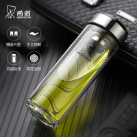 希诺玻璃杯双层耐热透明水杯商务家用杯子带过滤网泡茶杯 XN-9310/XN-9311
