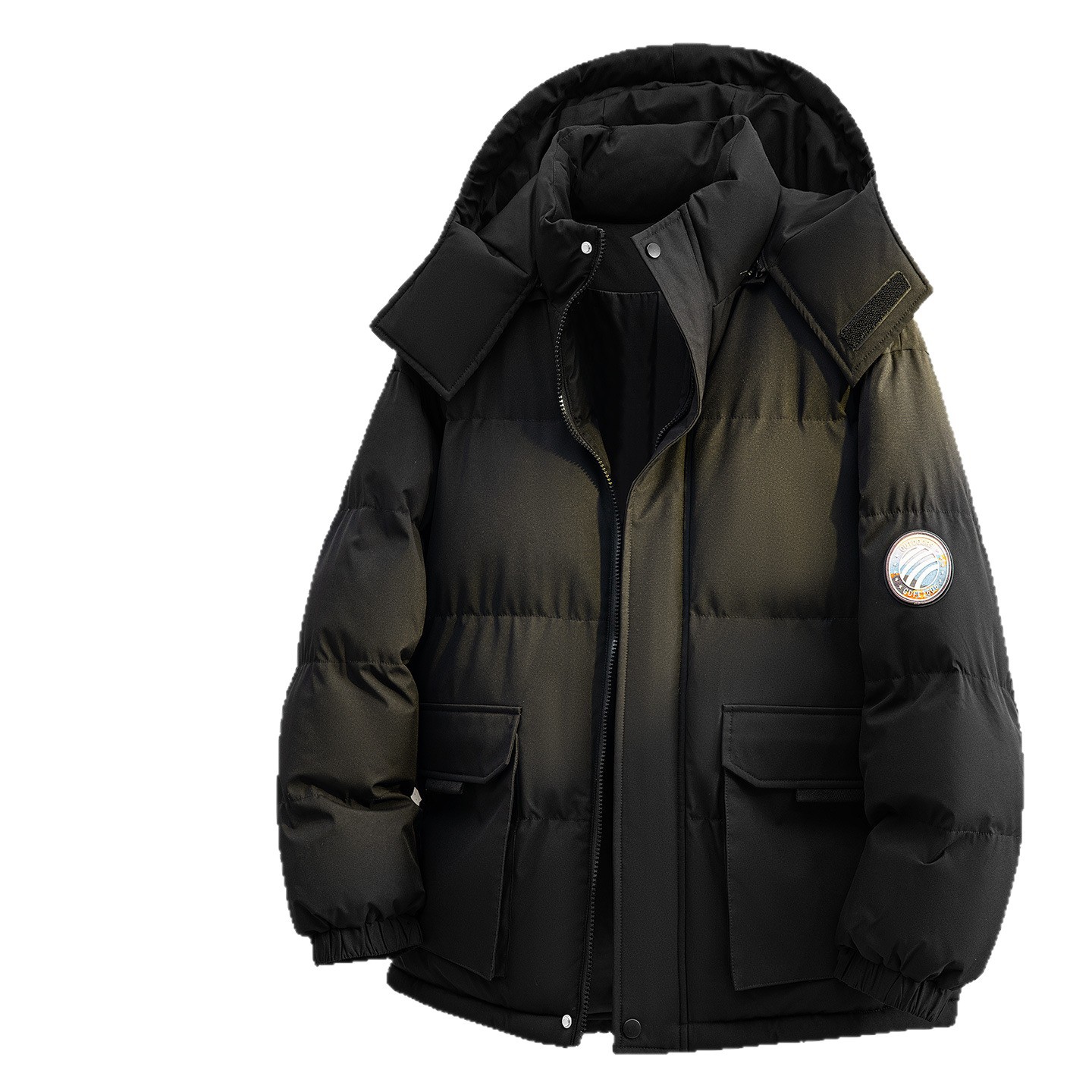 啄木鸟羽绒棉衣男士冬季加厚可拆卸连帽外套防风防寒保暖潮流棉服高清大图