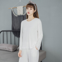 Jusen Shayu春夏季大码棉绸睡衣女长袖家居服女感灰色可外穿甜美 L 白色