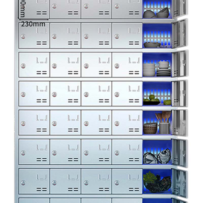 DXBG不锈钢员工食堂消毒餐厅紫外线高温餐盘餐具柜多格饭盒储物柜40门碗柜 紫外线消毒高清大图