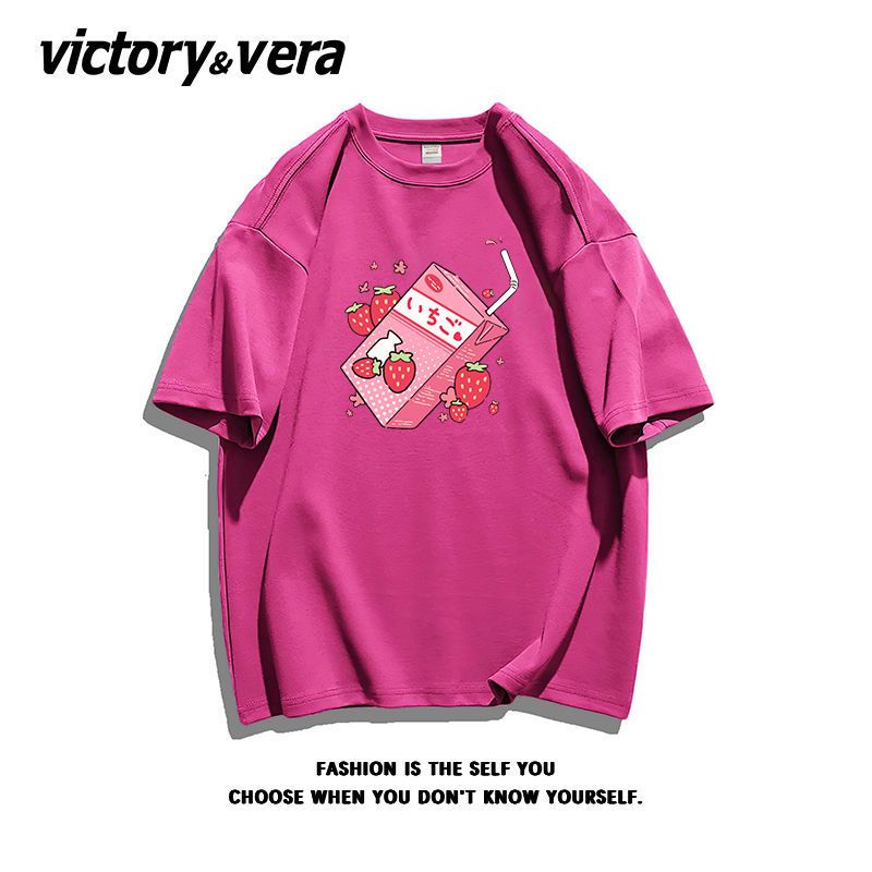 VICTORYVERA小清新软糯甜美短袖t恤夏季100%纯棉甜辣盐系原宿风潮