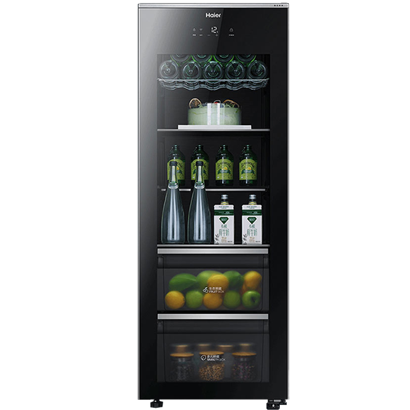 室冰箱茶叶透明玻璃门立式冷藏柜家用保鲜柜家用饮料水果冰柜200升