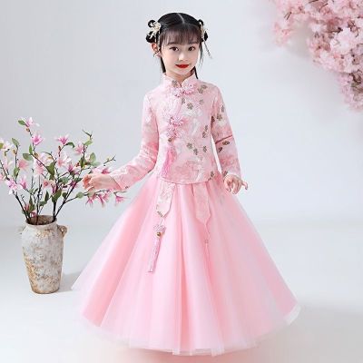 喜鹊粉色送流苏头饰 100 儿童汉服女春夏装女童古装裙子超仙中国风公主裙唐装童装樱花旗袍