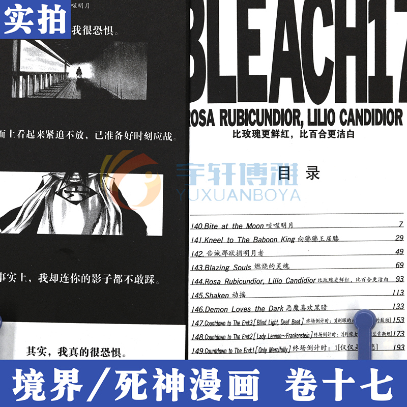 [正版]赠书签境·界 死神17 漫画 第17册 比玫瑰更鲜红,比百合更洁白 [日]久保带人 境界死神漫画 日本经典动高清大图