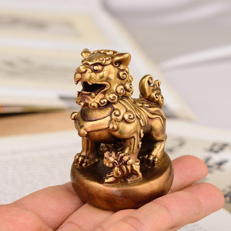 狮子摆件 纯铜小号北京狮宫狮实心铜狮子茶宠把玩工艺品_270