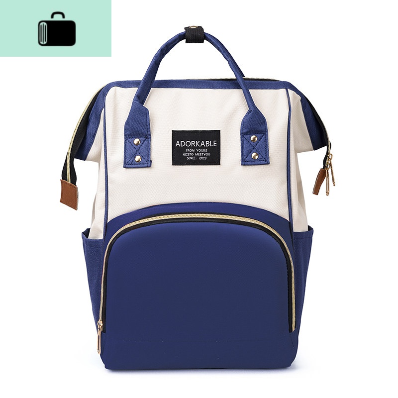 双肩包母婴包外出妈妈包时尚多功能婴儿大容量宝妈带娃背包女出NEWLAKE 白蓝撞色