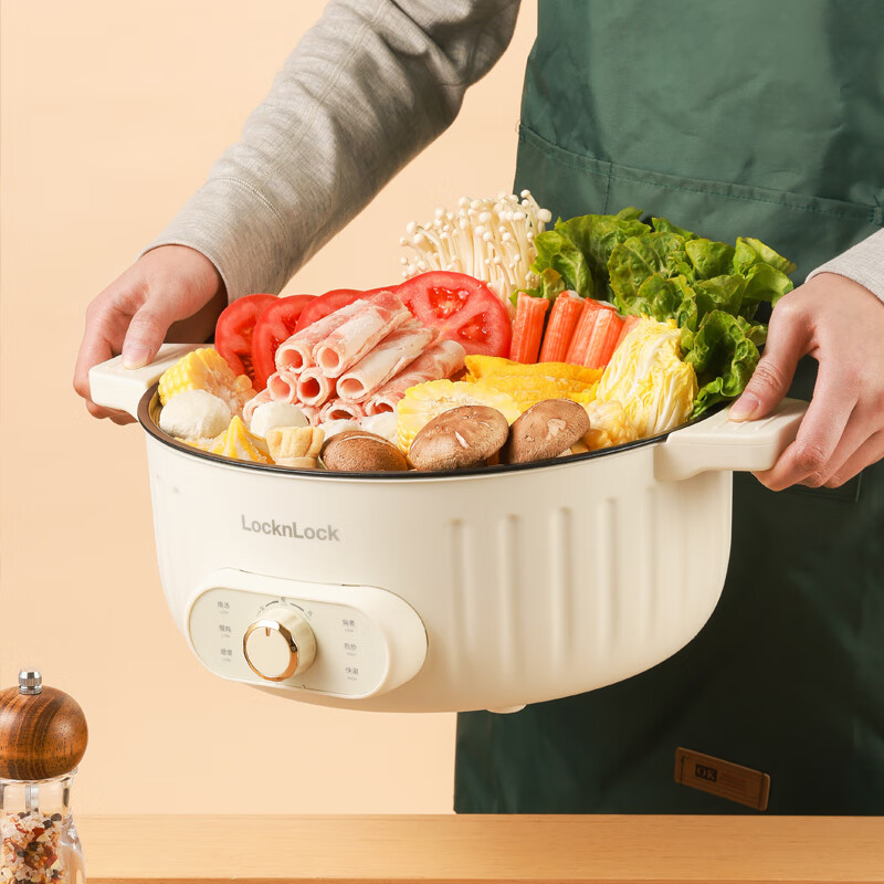 乐扣乐扣电火锅电煮锅家用多功能不粘料理锅 煮炖涮电热锅 EJP3365WHT高清大图