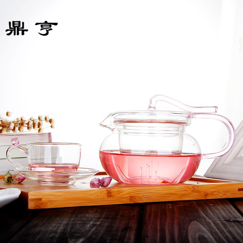 鼎亨花茶具 玻璃花茶壶过滤 泡茶壶花茶壶 晶粉神采壶防盖