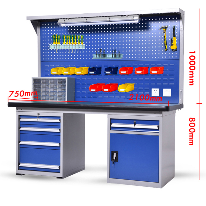 鑫虎威 重型钳工工作台工厂车间流水线操作台实验室试验台2.1米维修工具台双挂板高清大图