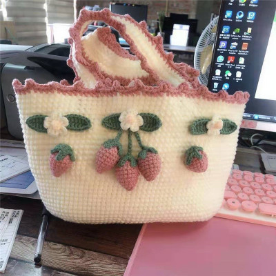 手工编织毛线包包diy材料包草莓兔子包包自织毛线包单肩包女生包手提