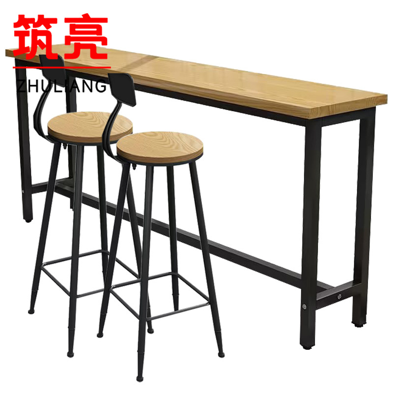 筑亮 吧台桌椅 120*40*105cm+2椅 套高清大图