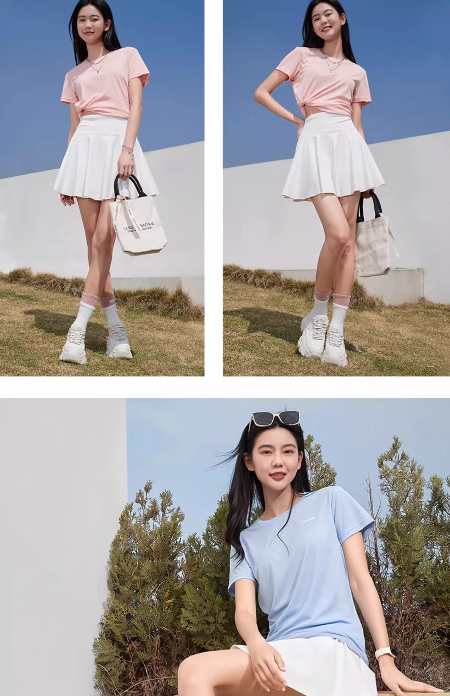 骆驼 女款圆领功能短T恤C23BAV6001 L 珍珠粉 -高清大图