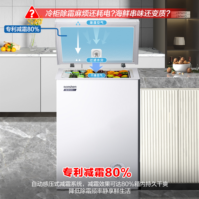 容声(Ronshen)100升顶开门小型冰柜 一级能效 母婴家用冷藏冷冻转换节能单温 (白)BD/BC-100MB高清大图