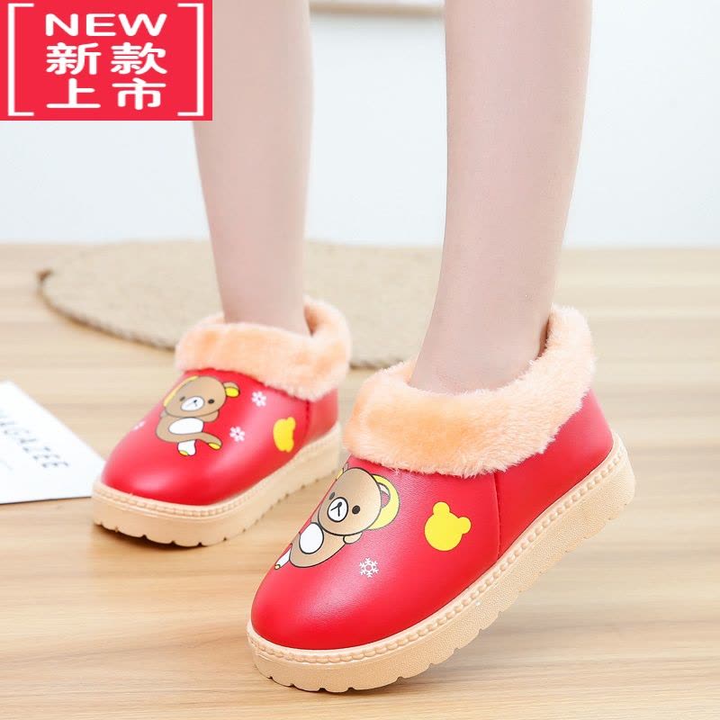 可莉允儿童保暖雪地鞋男女童家居防滑棉鞋小中大童包跟小孩毛口雪地靴图片