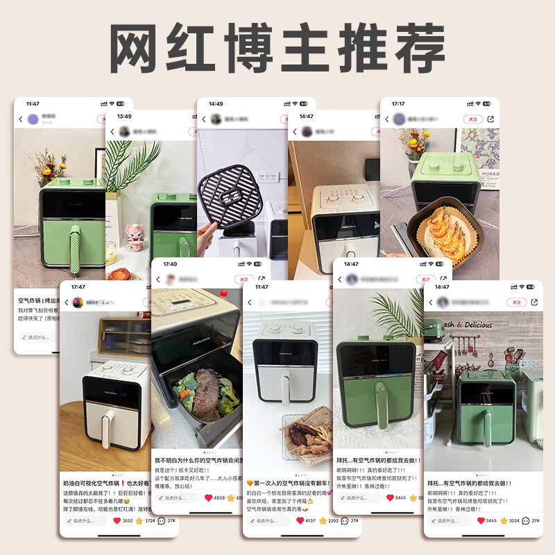 摩飞电器(Morphyrichards)空气炸锅家用多功能烤箱低油轻脂电炸锅全自动透明可视薯条机煎炸锅MR8103高清大图