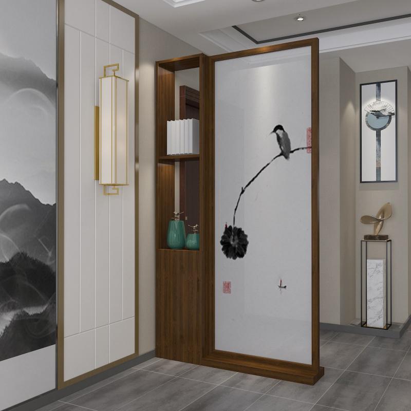 BONJEAN现代中式屏风隔断客厅入户玄关遮挡家用茶室装饰置物简约实木座屏高清大图