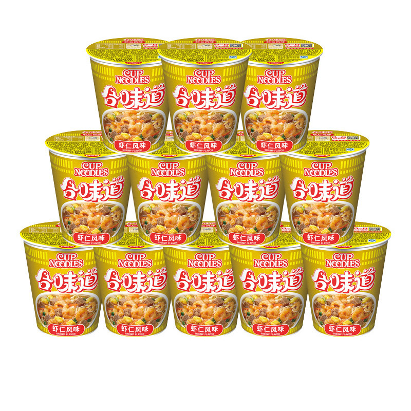 日清(NISSIN) 方便面组合装 杯面泡面快餐面 虾仁风味12杯整箱装