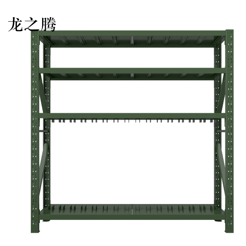 龙之腾消防铁锹镐农具摆放架安保装备器材存放架军绿色拆装盾牌货架盾牌架2000*600*2000