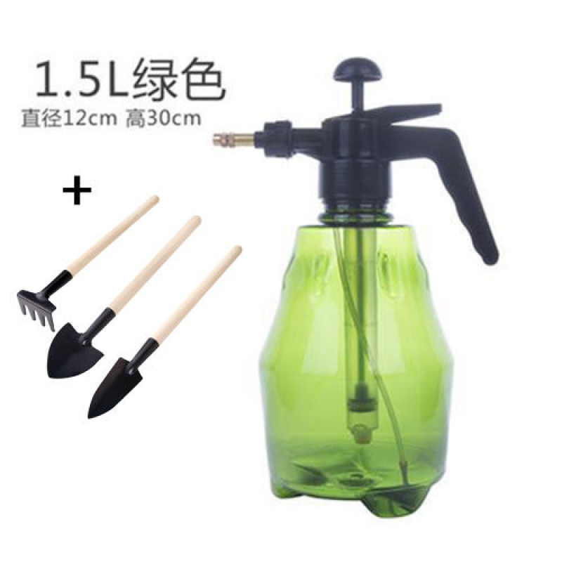 套装1.5L墨绿+铲子3件套 气压式浇花喷雾瓶多肉植物浇水壶家用小型浇花壶喷雾器喷壶
