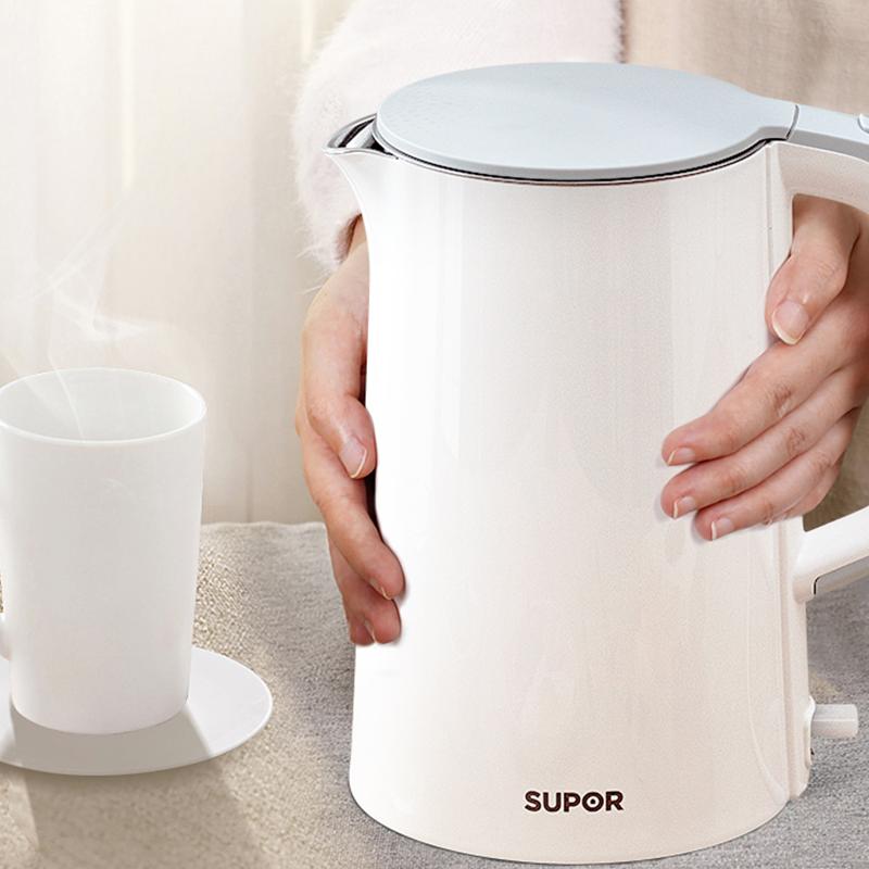 苏泊尔(SUPOR) 电水壶 1.7L黑色 双层保温防烫 304不锈钢 家用 烧水壶 国产温控器SW-17T12D