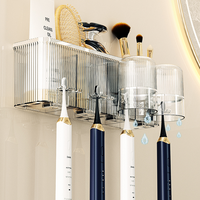 全格免钉免打孔强力粘钩挂钩企业 牙刷杯架SN301-4S(4个口杯)高清大图