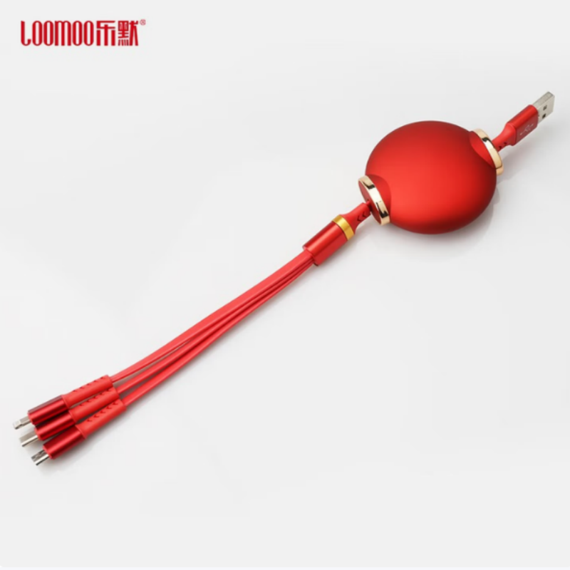 LOOMOO乐默 红灯笼伸缩一拖三充电线 LCB-155 红色 货期1周