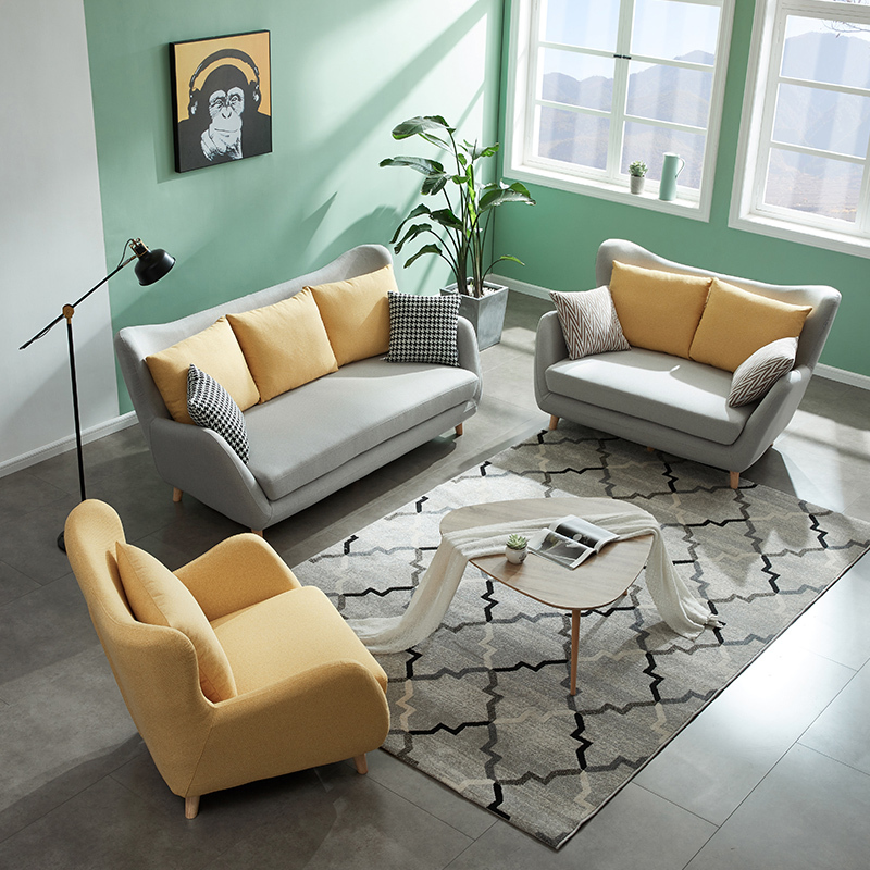 左右沙发简约现代客厅布艺沙发组合小户型出租房经济型三人轻奢可拆洗