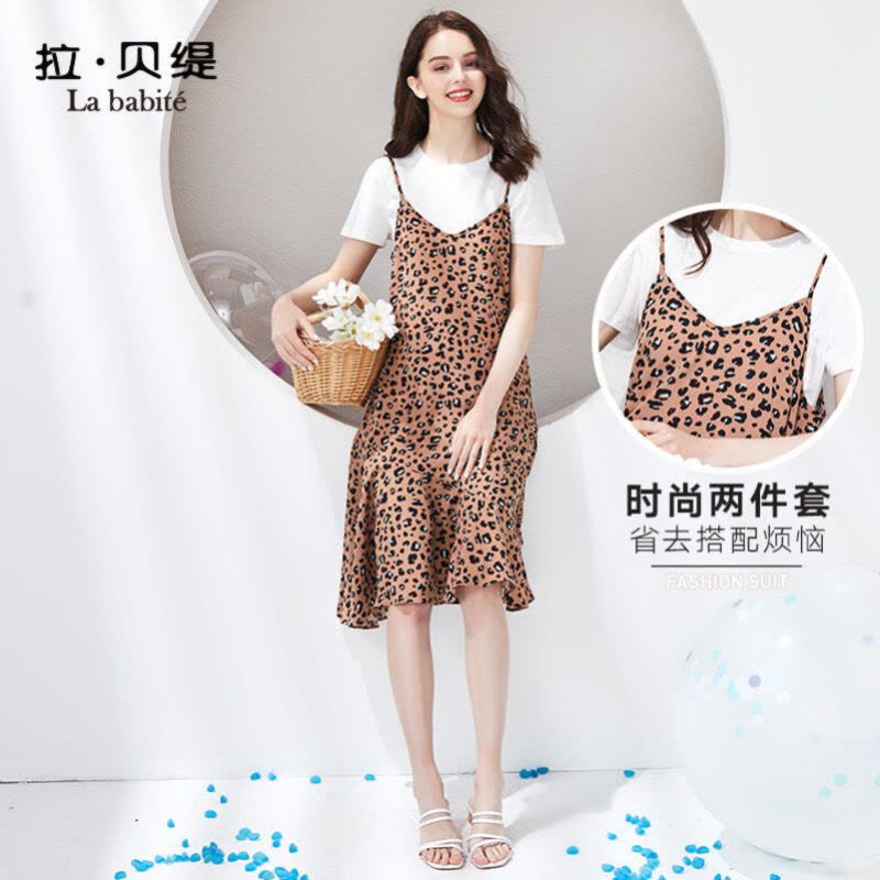 拉夏贝尔拉贝缇吊带连衣裙子女装夏季新款法式复古裙过膝很仙图片