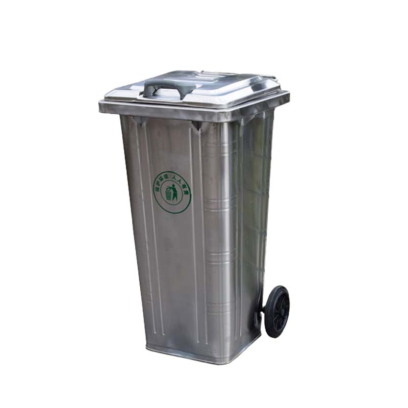 铭威盾户外240L不锈钢环卫挂车垃圾桶大号带轮120升环保市政物业果皮箱【1.2厚度+橡胶轮】120L不锈钢
