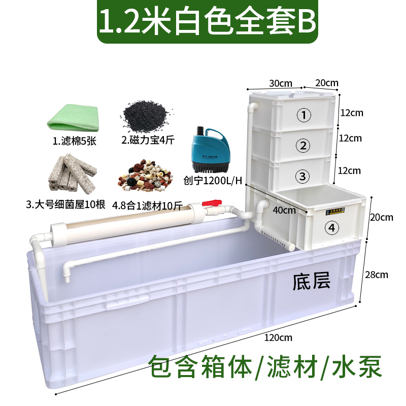 龟箱乌龟缸周转箱沼泽过滤箱水道生态缸内循环净水鱼龟混养滴流盒
