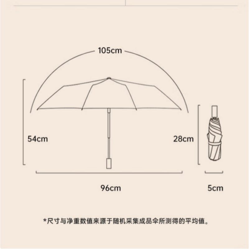 美度(MAYDU)防晒晴雨伞 全自动三折伞 M3035 奶茶色 / 把(山西省分行定制)高清大图