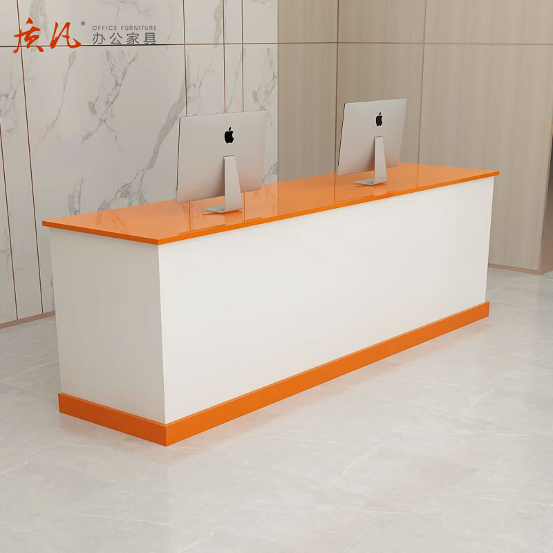 质凡现代简约收银台前台桌接待台 2400*600*800mm高清大图