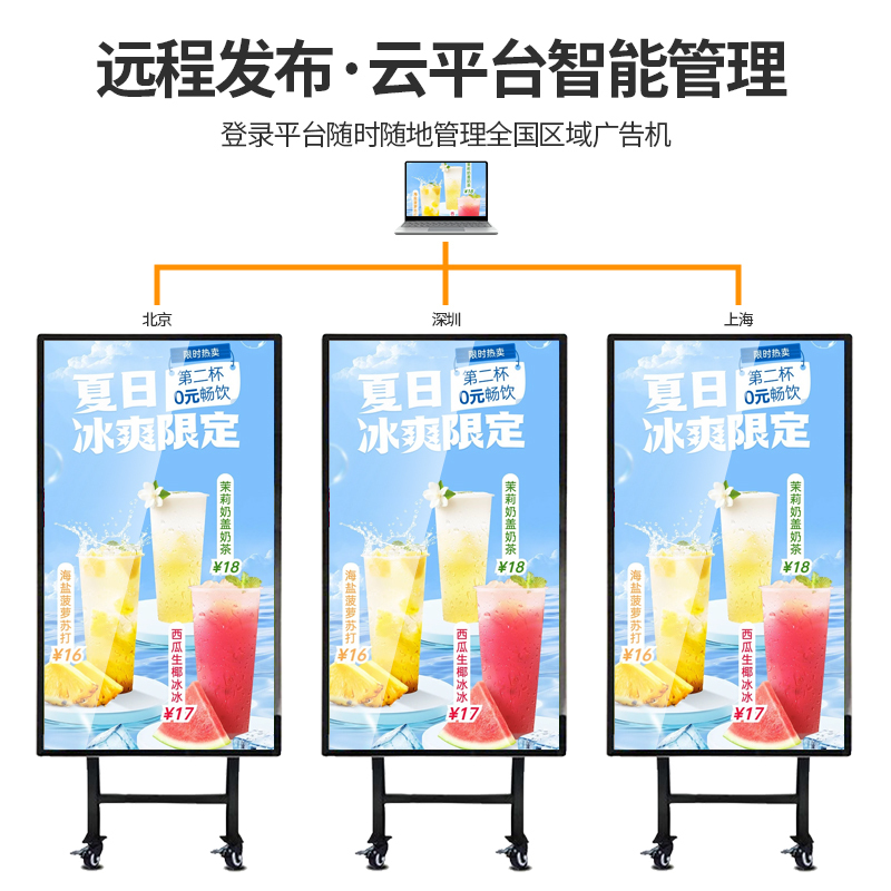 钮鹿客 43英寸 移动折叠广告机 图片视频轮播 商场 店面 电子广告牌 海报机 安卓一体机高清大图