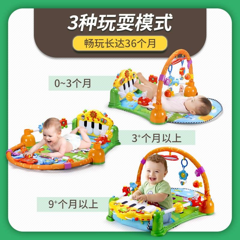 婴儿脚踏钢琴健身架带护栏3-12个月新生儿游戏毯多功能脚蹬脚踢琴音乐健身器婴幼儿宝宝玩具0-1岁图片