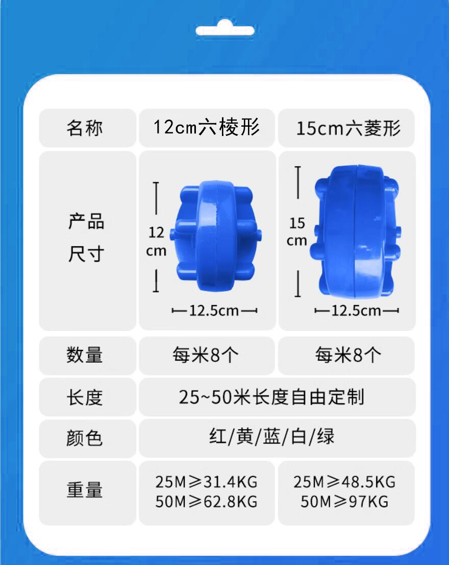 群泰 游泳池泳道线 浮桥水线 比赛线 泳池分道线六棱型直径15cm/长50米高清大图