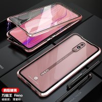 安美宝 OPPO reno双面玻璃手机壳reno10倍变焦磁吸万磁王Reno2保护套透明超薄reno创意金属全包防摔