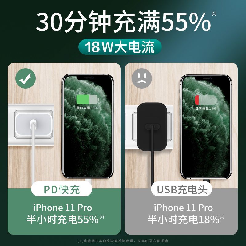 苏宁宜品品高PD20W充电器数据线套装苹果手机平板电脑快充数据线充电头套装