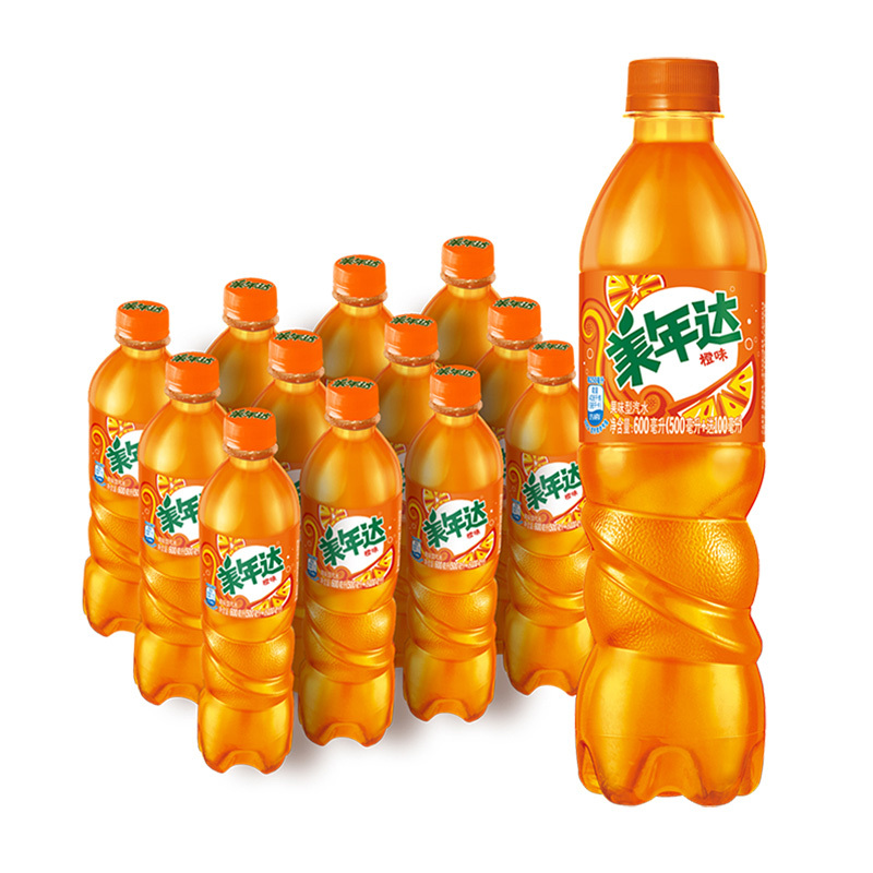 美年达橙味汽水500ml瓶装