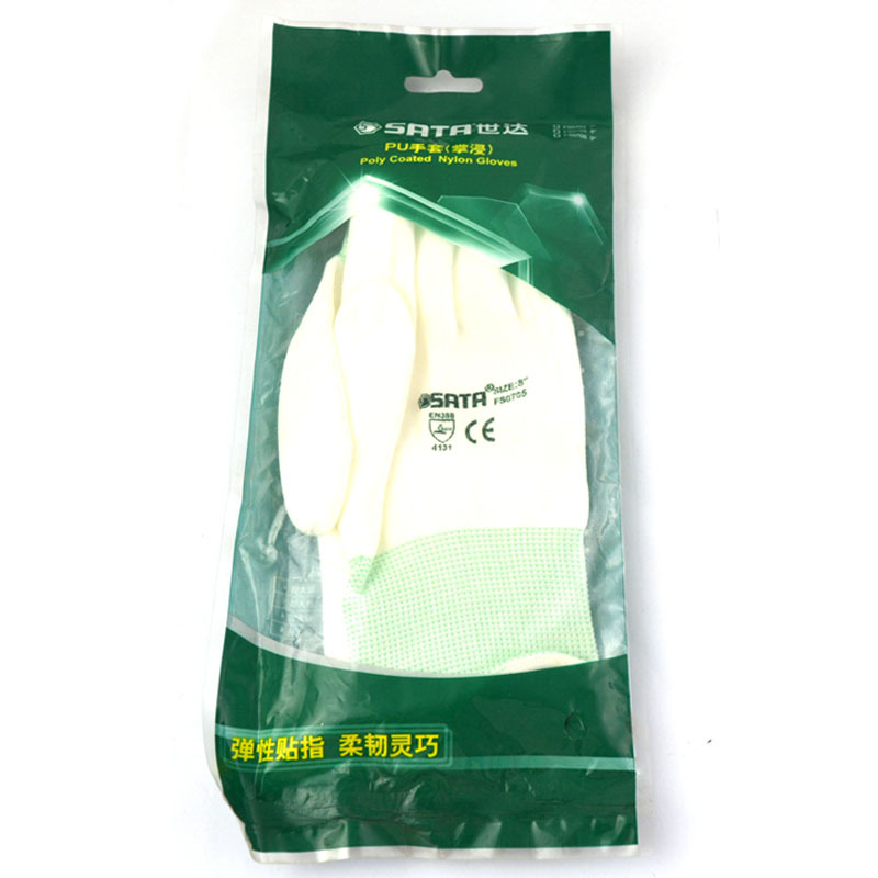 世达(SATA)手套PU手套 7寸 白色 FS0704 (单位: 副)