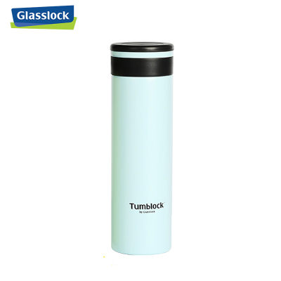 三光云彩(GLASSLOCK)保温杯男女士便携水杯车载杯不锈钢大容量茶杯直身高档杯子460ml GTL2207B 蓝色