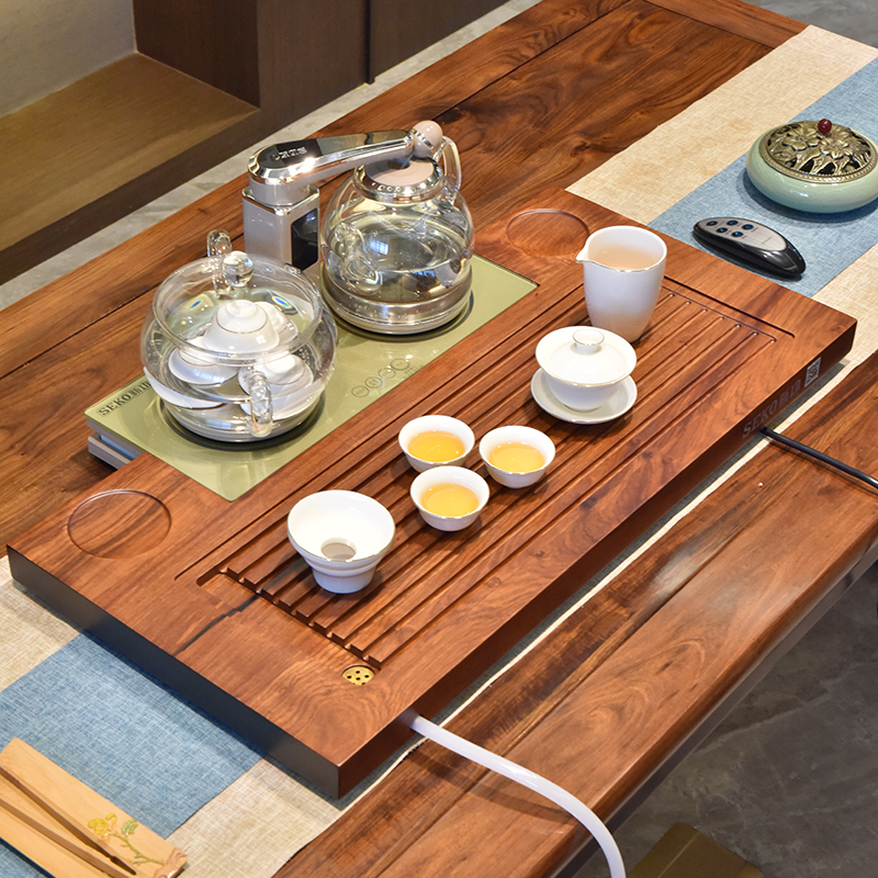 seko新功f176花梨木全自动实木茶盘玻璃烧水壶四合一茶具套装功夫茶具