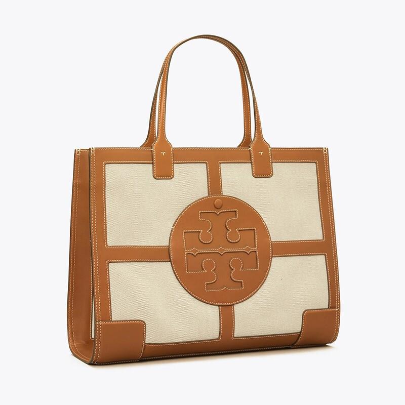 toryburch汤丽柏琦女包宋佳同款ella大号帆布拼牛皮托特包女士手提包