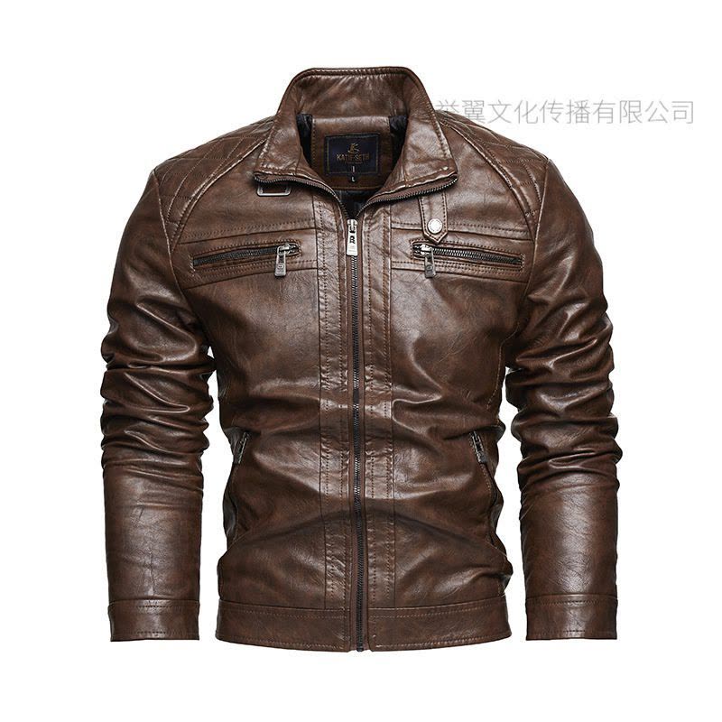 秋冬男士皮衣新款复古皮夹克潮流高品质牌男装PU外套欧美怀旧风格图片