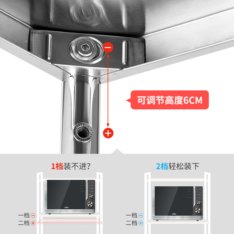 炊大皇 厨房五层置物架不锈钢多层微波炉架子落地架5层厨房用品储物架收纳架 L1910