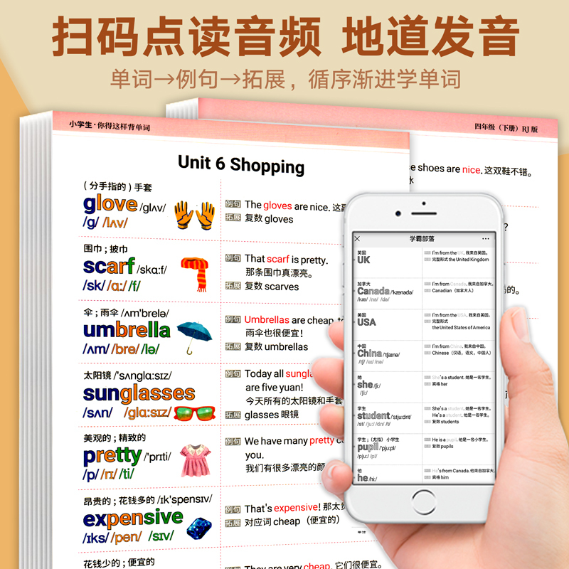 [全5册]背单字+英语知识点手抄笔记 小学通用 [正版]抖音同款 小学生你得这样背单词 小学英语单词记背神器词汇卡片内容