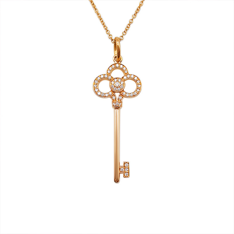 95新】蒂芙尼(tiffany)tiffany keys 18k玫瑰金 冠形 钥匙 吊坠 项链
