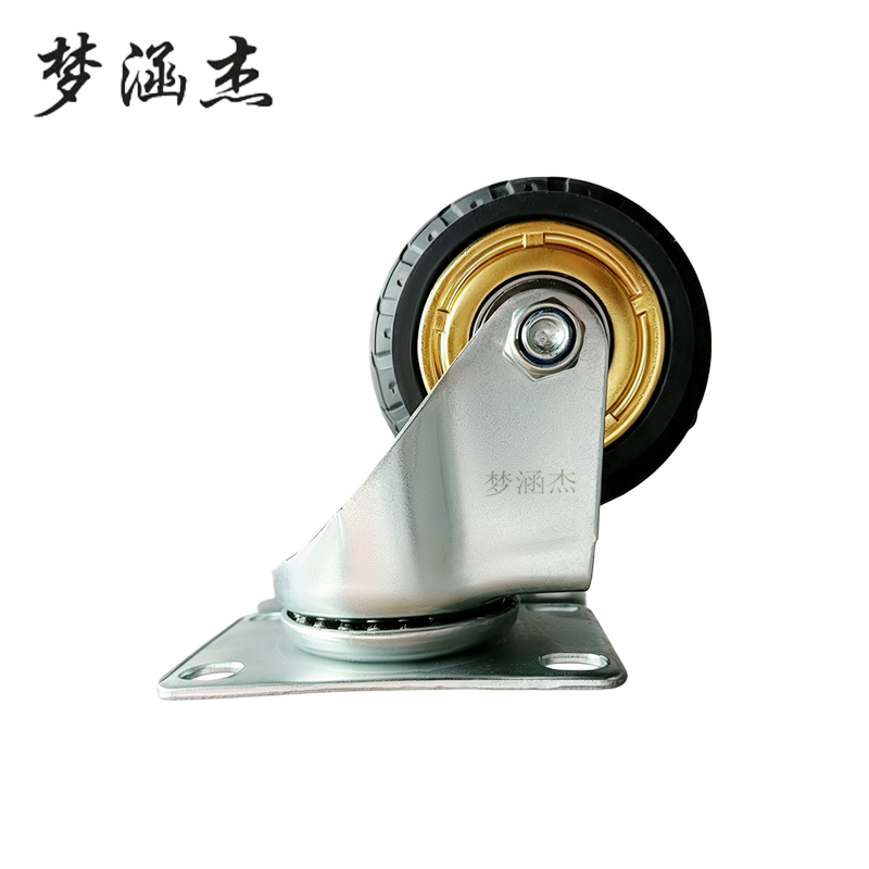 梦涵杰 轻型金胶脚轮橡胶轮 万向轮3寸 个高清大图